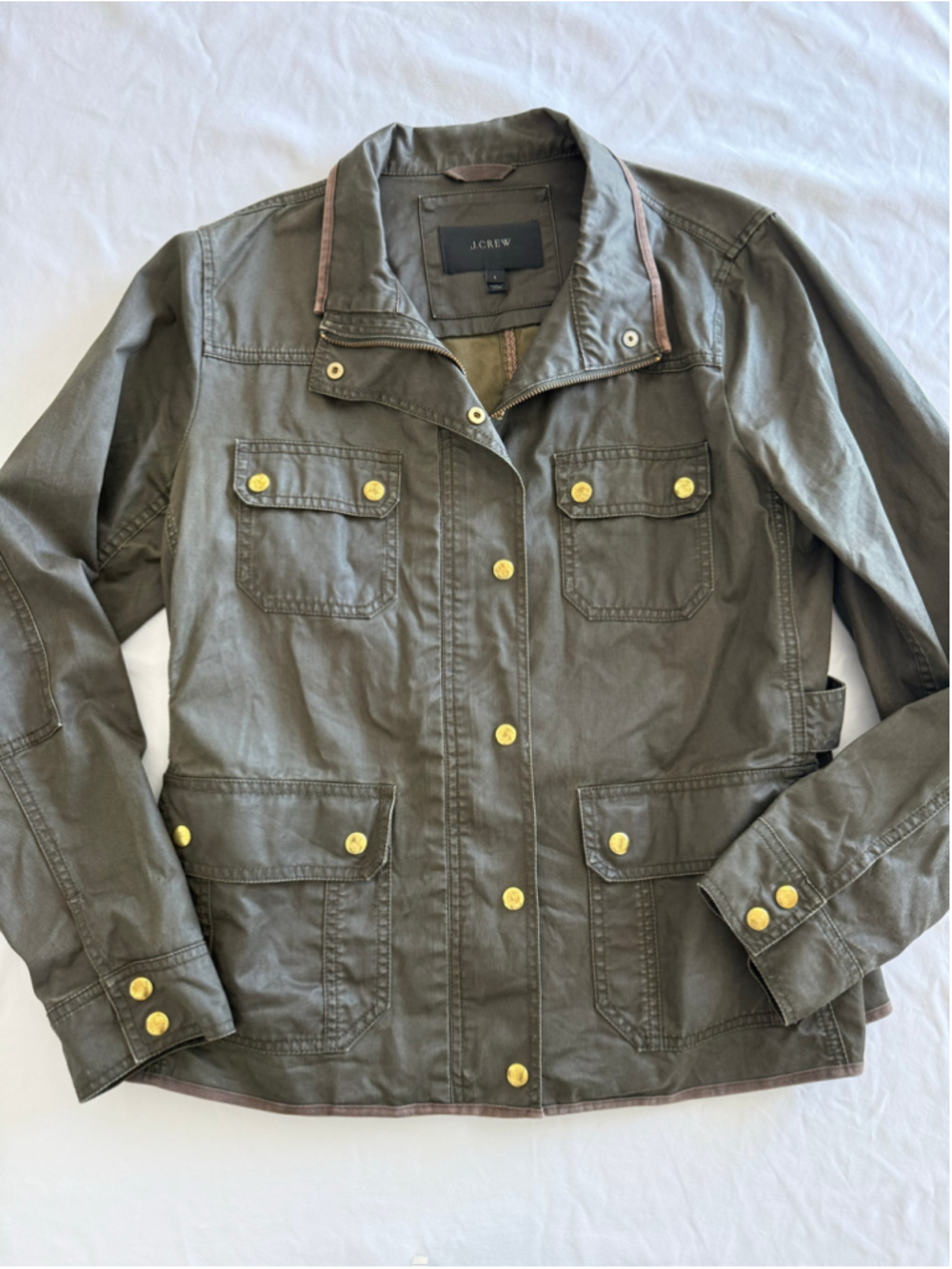 Women's J.Crew Utility Jacket Size L Olive Green